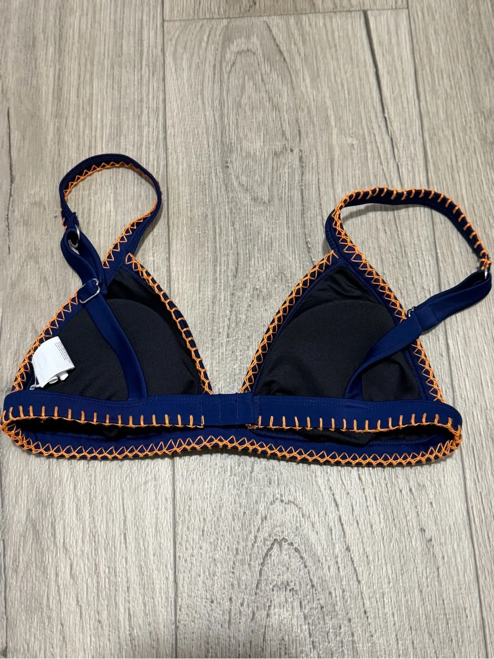 NWT Cupshe Tropical Navy Floral Bikini Set with Orange Stitching